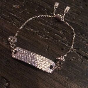 BaubleBar Silver Bracelet with Rhinestone Bar